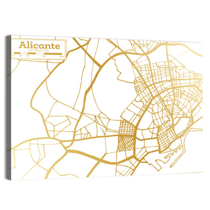 Alicante City Map Spain Wall Art