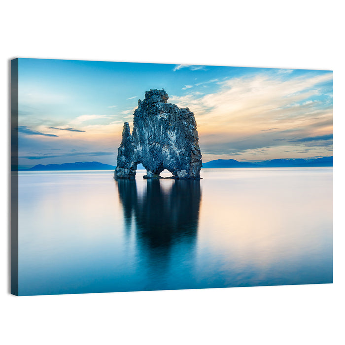 Hvítserkur Sea Stack, Hvammstangi Iceland Wall Art as a canvas print