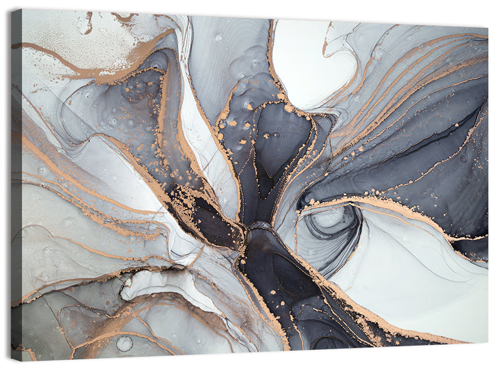 Marbled Ink with Gold Veining Wall Art, canvas print, landscape