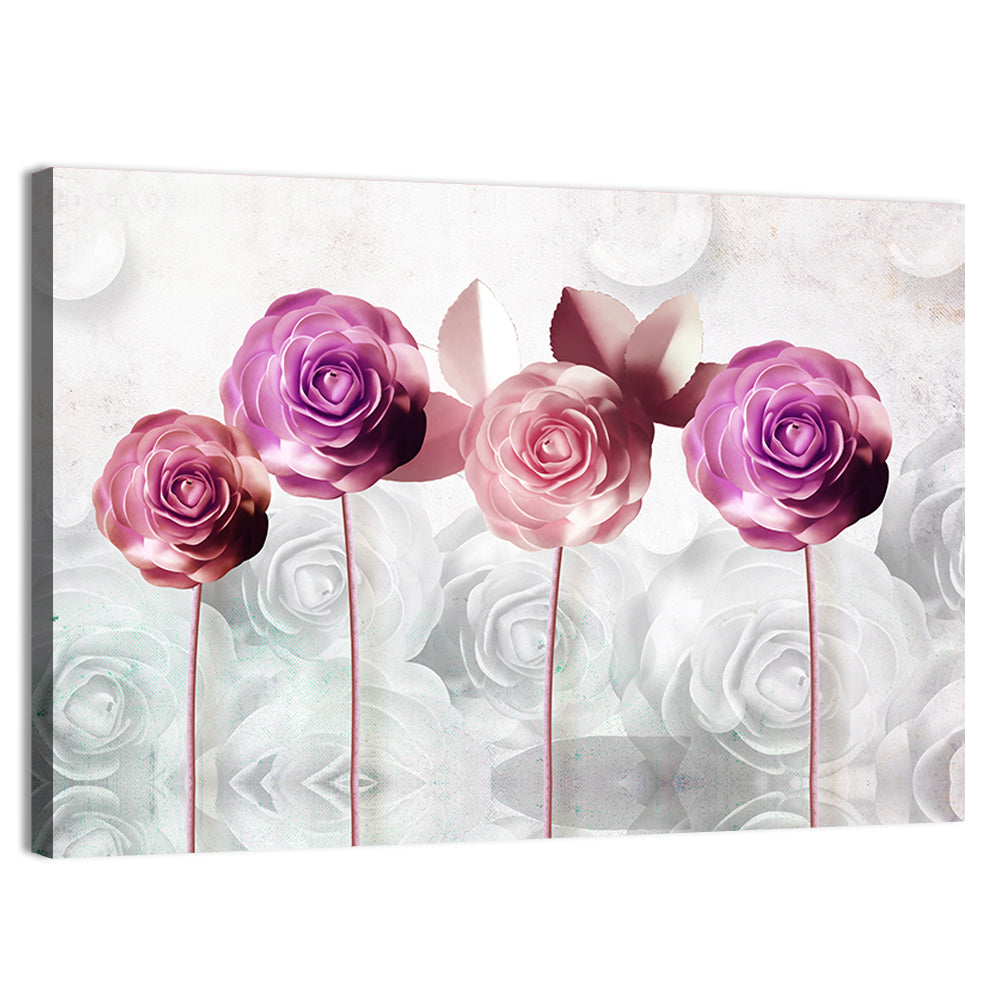 3d Quartet of Roses Wall Art