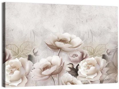 3D White Roses Wall Art