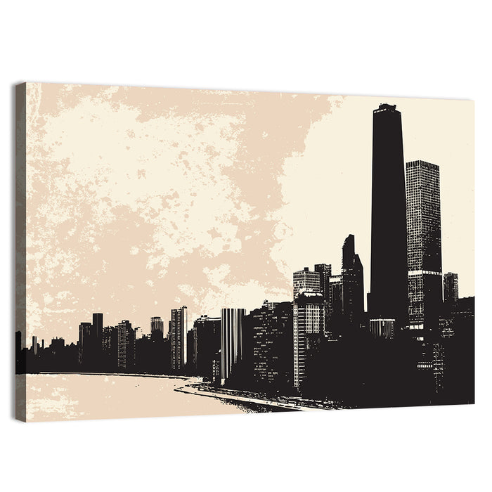 Chicago Skyline Silhouette Wall Art as a canvas print