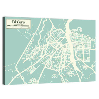 Biskra City Map Wall Art