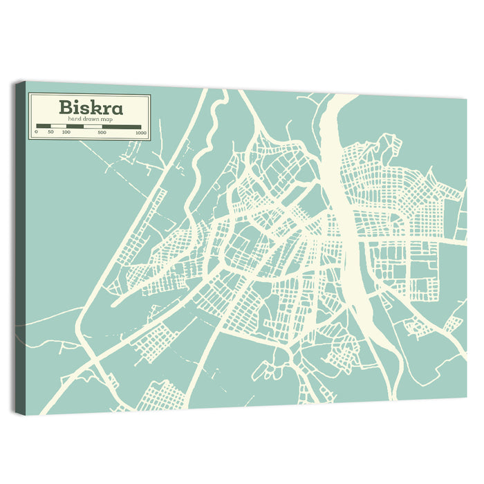 Biskra Aerial Map Wall Art as a canvas print