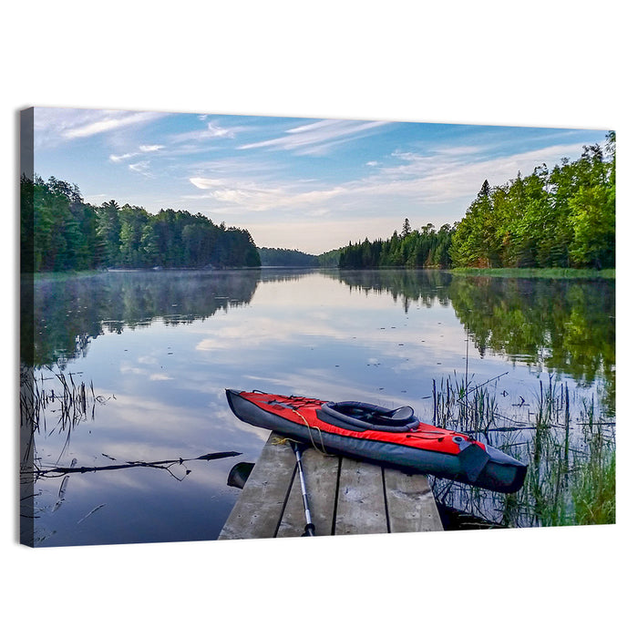 Red Kayak at Lake Kabetogama Wall Art as a canvas print