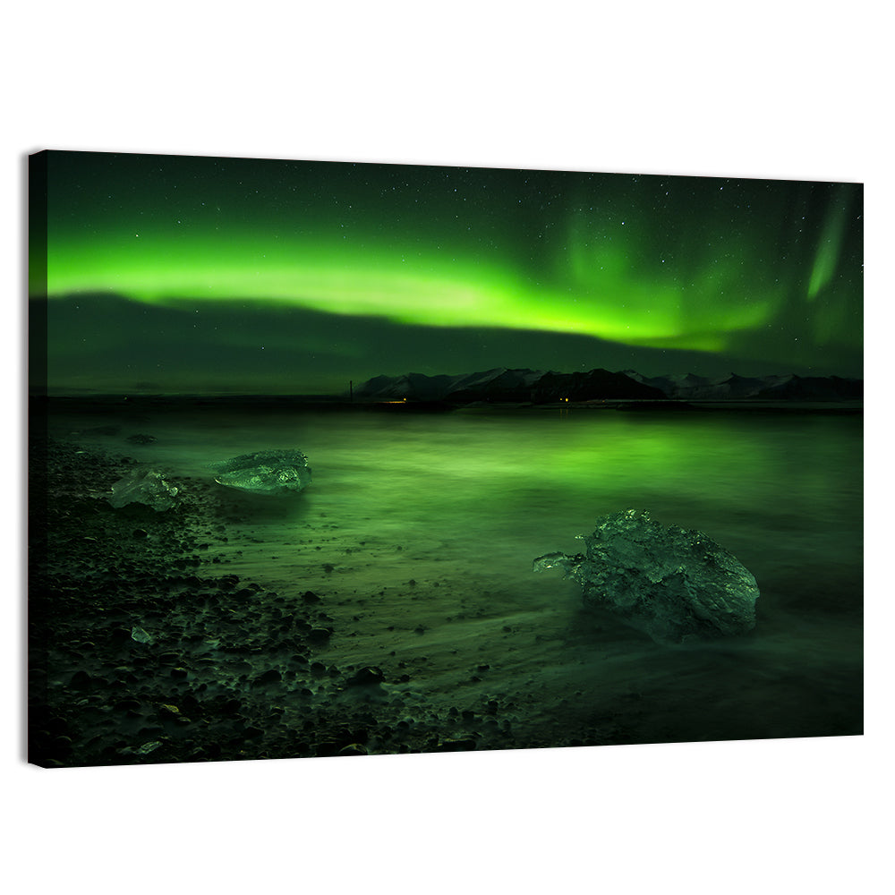 Flash Of Aurora Polaris Above Water Wall Art