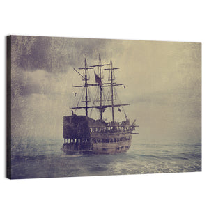 Old Pirate Ship In The Sea Wall Art