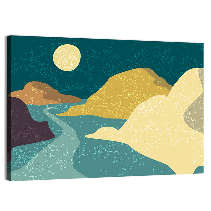 Moonlit Minimalist Mountain Wall Art as a canvas print