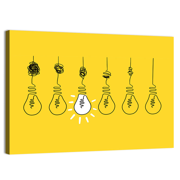 Lightbulb Progression from Complexity to Clarity Wall Art as a canvas print