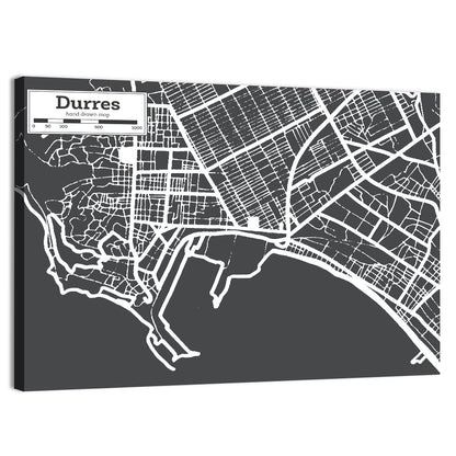 Durres City Map Albania Wall Art