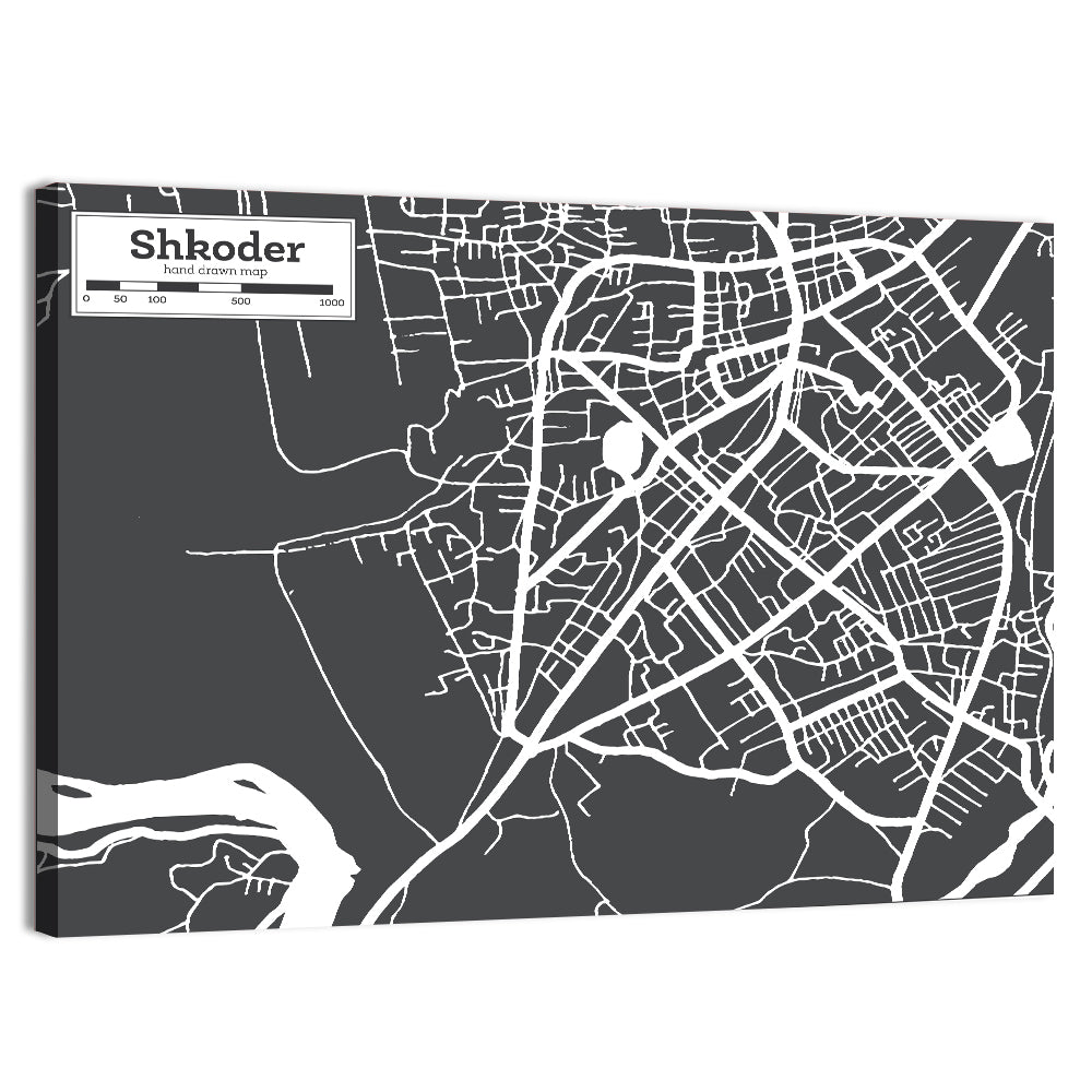 Shkoder City Map Albania Wall Art