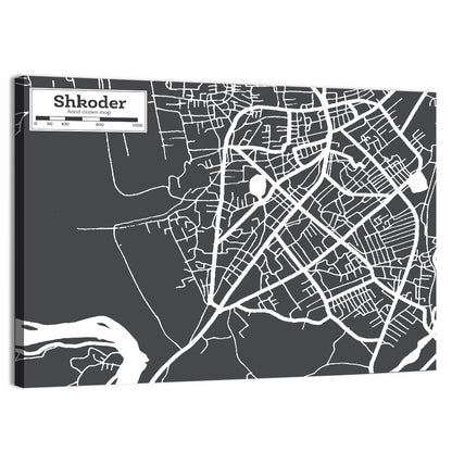 Shkoder City Map Albania Wall Art