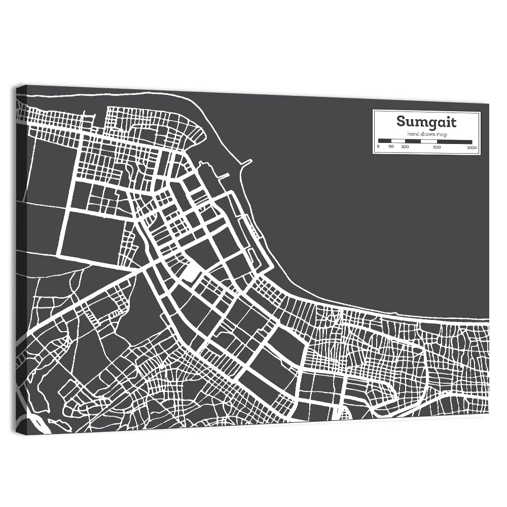 Sumgait City Map Wall Art, canvas print, landscape