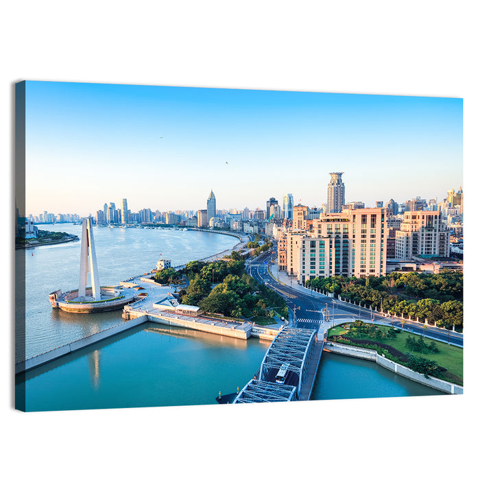 Huangpu River Shanghai Skyline Wall Art as a canvas print