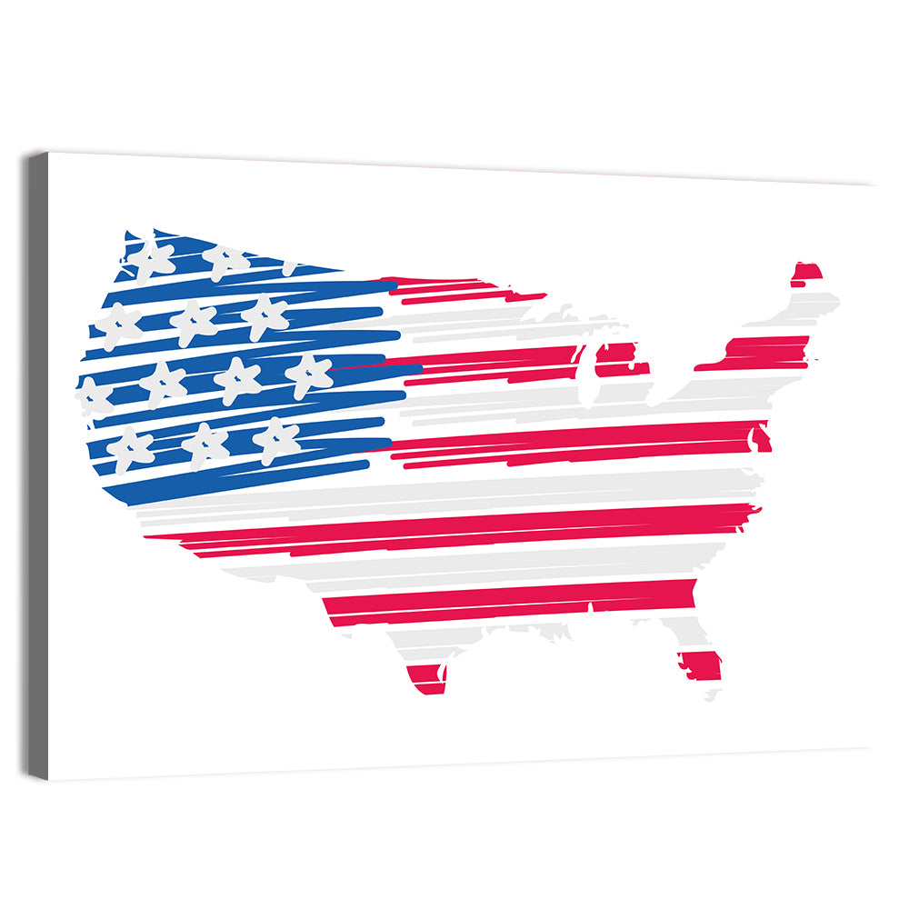 United States Flag Map Wall Art