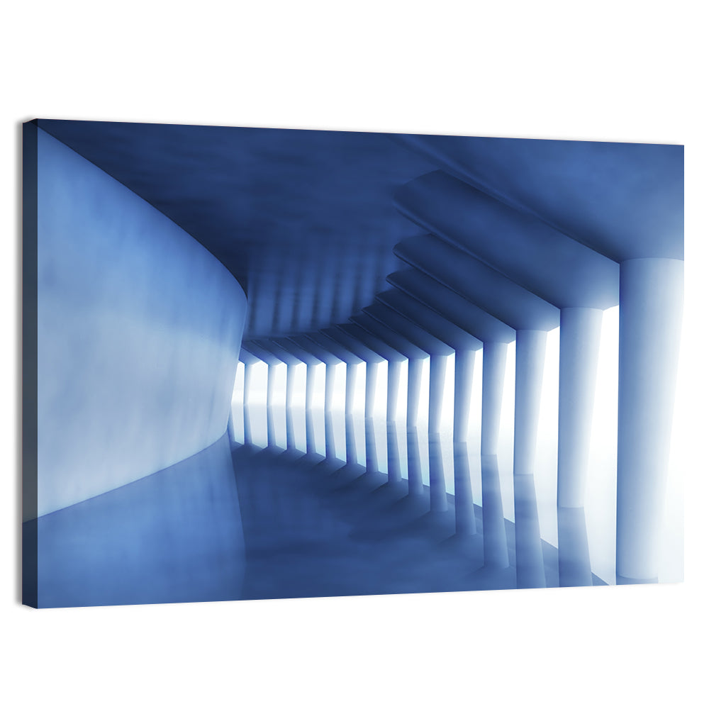 Curved Blue Corridor Wall Art