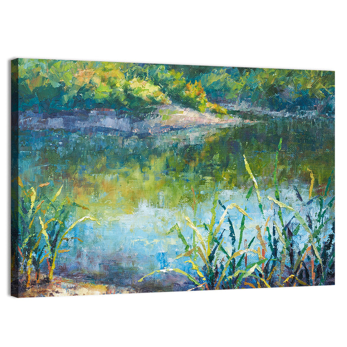 Calm Autumn Lake Wall Art as a canvas print