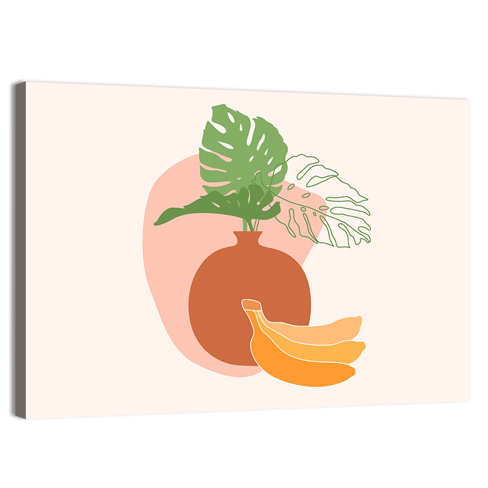 Monstera and Bananas Still Life Wall Art