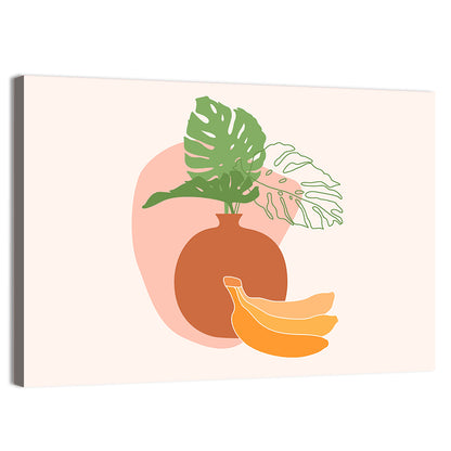 Monstera and Bananas Still Life Wall Art