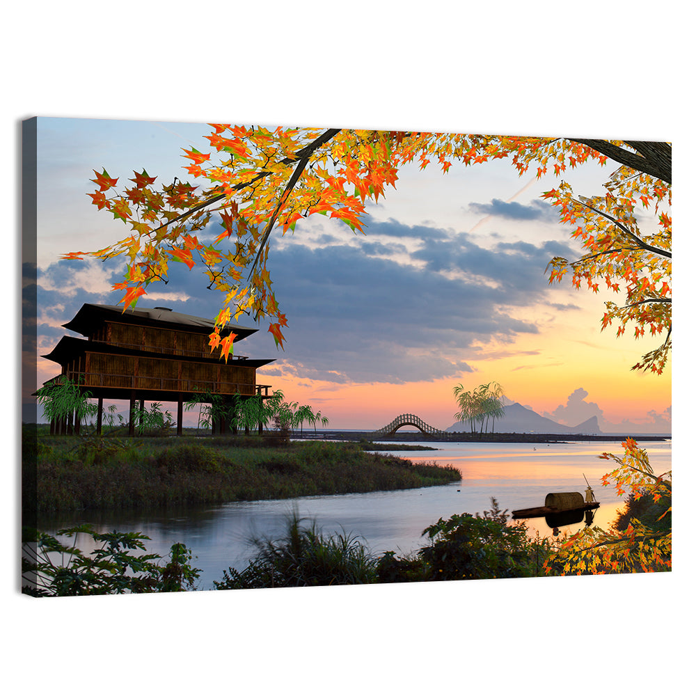 Chinese Lakeside at Dusk Wall Art