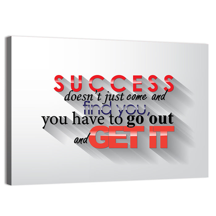 Bold Success Quote Typography Wall Art as a canvas print