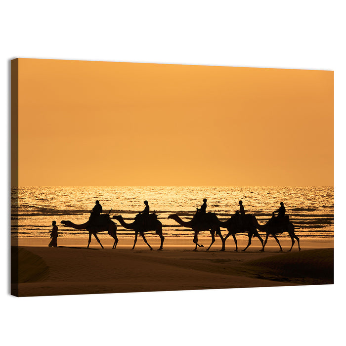 Camel Caravan at Sunset Wall Art as a canvas print