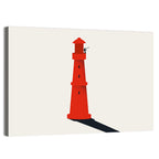 Red Lighthouse with Telescope Silhouette Wall Art