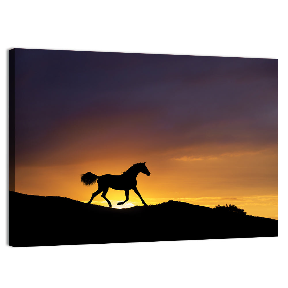 Running Horse Silhouette Wall Art, canvas print, landscape