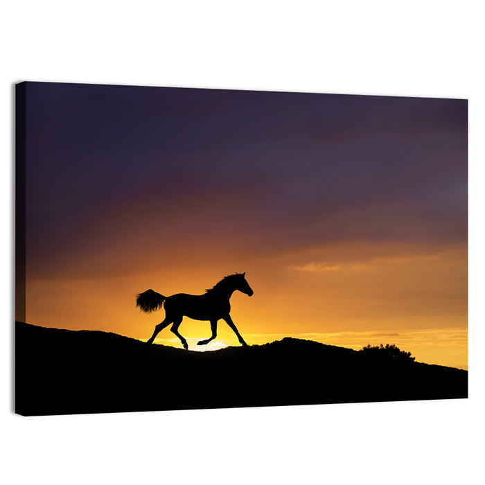 Running Horse Silhouette Wall Art as a canvas print