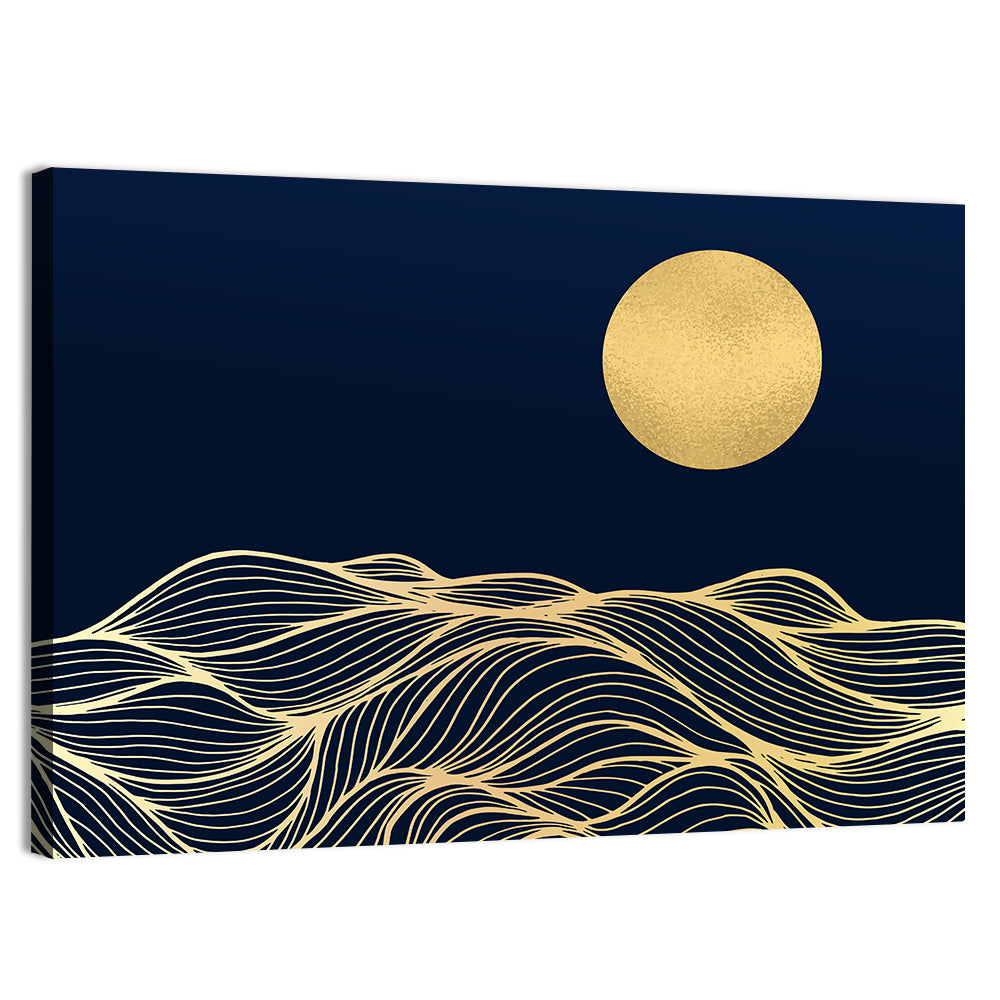 Gold Moon Minimal Seascape Wall Art