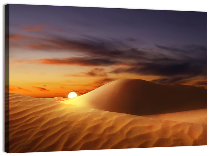 Glowing Dune Sunset Wall Art as a canvas print
