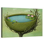 Surreal Tree Basin with Water Lilies Wall Art