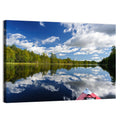 Red Kayak on Calm Lake Wall Art