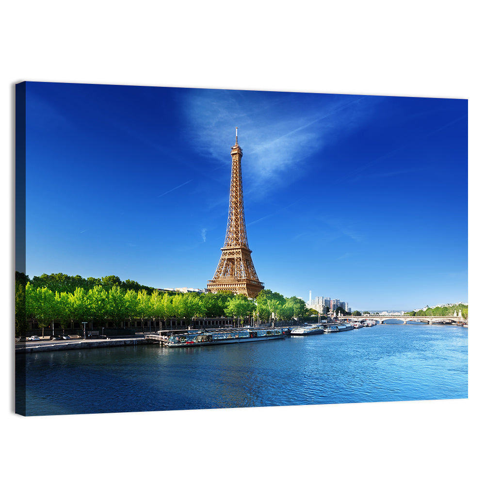 Seine and Eiffel Tower, Paris Wall Art, canvas print, landscape