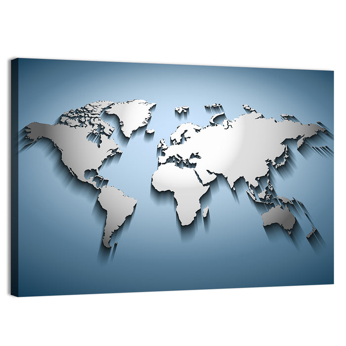 Bluish World Map Wall Art as a canvas print