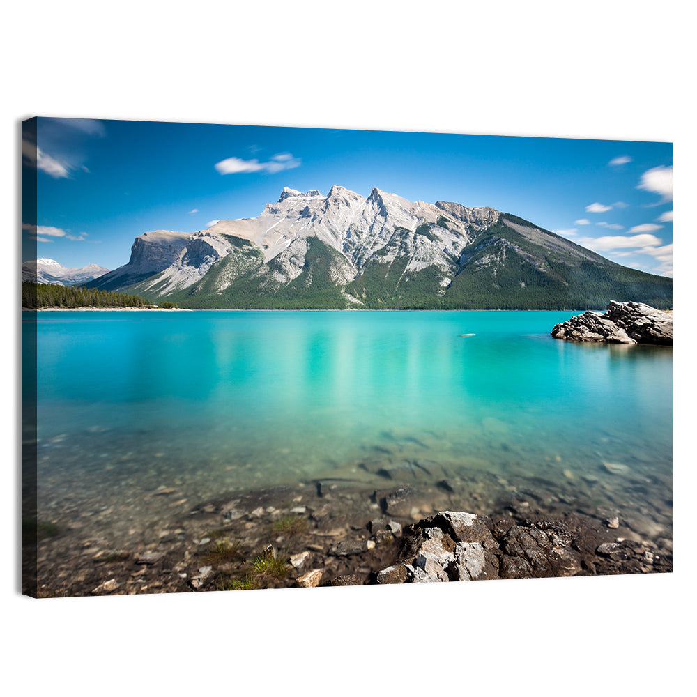 Lake Minnewanka View of Mount Inglismaldie Wall Art, canvas print, landscape