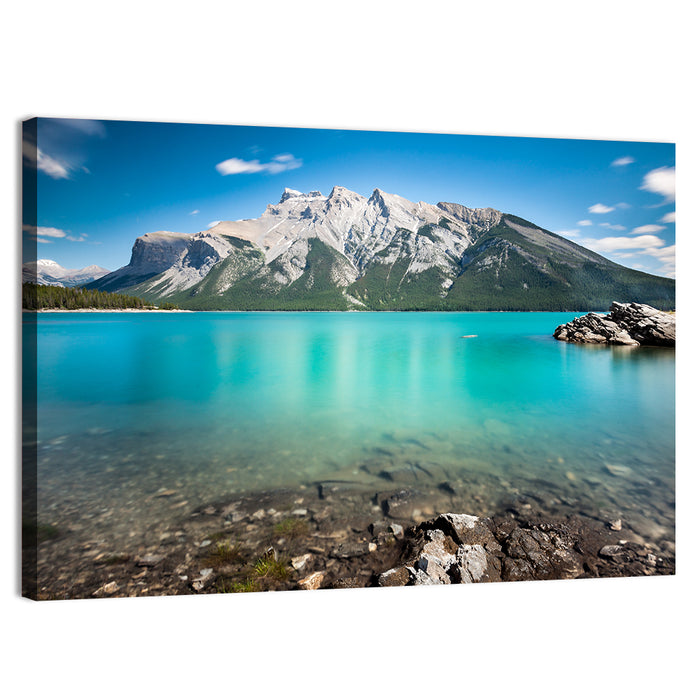 Lake Minnewanka View of Mount Inglismaldie Wall Art as a canvas print