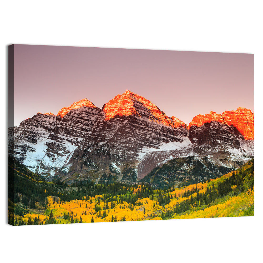 Maroon Bells Sunrise Wall Art, canvas print, landscape
