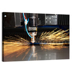 Laser Cutter Sparks on Metal Wall Art