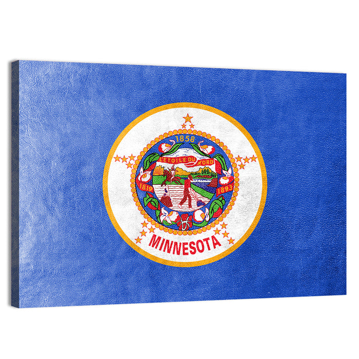 Minnesota State Flag with Seal Wall Art as a canvas print