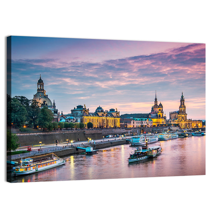 Dresden Elbe at Twilight Wall Art as a canvas print