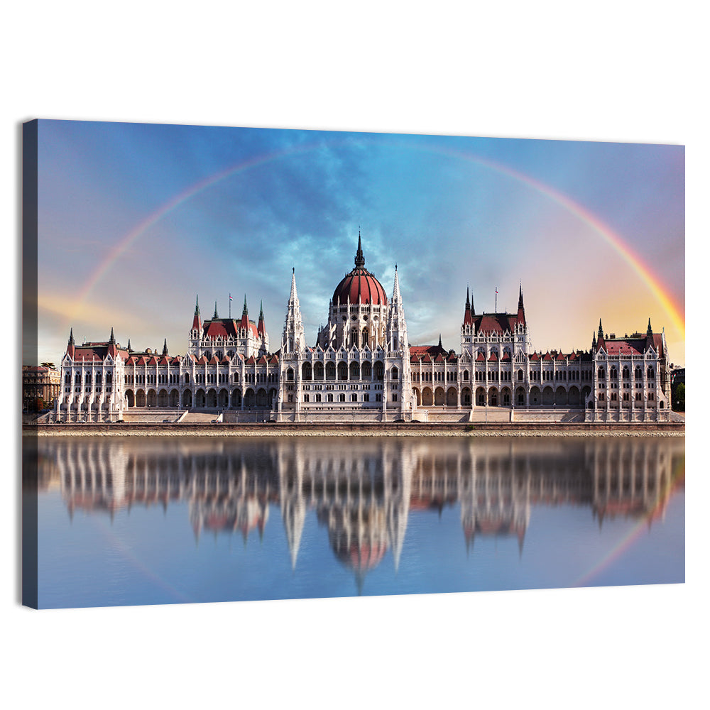 Budapest Parliament Reflection Wall Art, canvas print, landscape