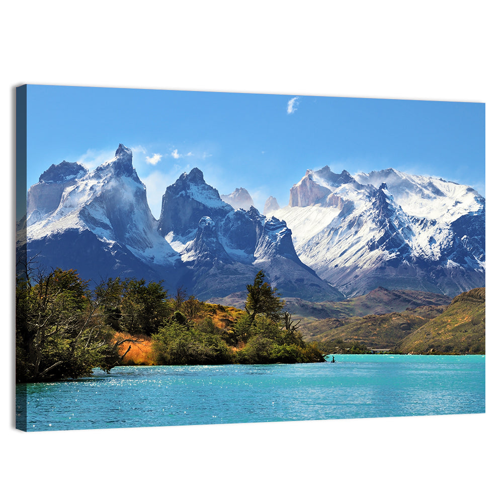Turquoise Lake Pehoe, Torres Del Paine Wall Art, canvas print, landscape