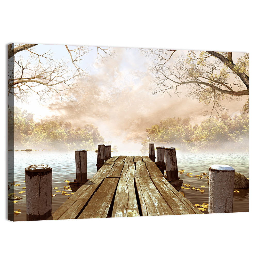 Foggy Lake Dock Wall Art