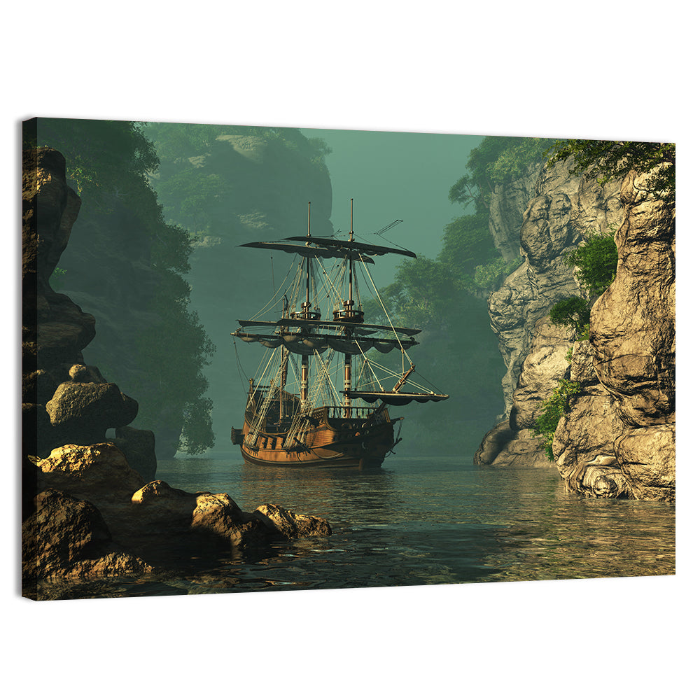 16th Century Sailing Ship in Gorge Wall Art