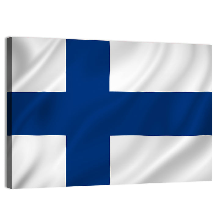 Finnish Flag with Rippling Texture Wall Art
