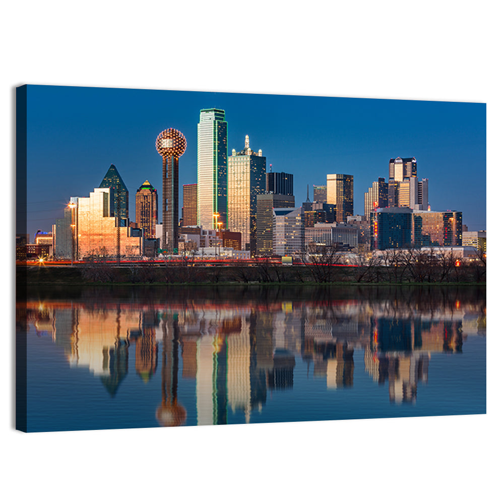 Dallas Skyline at Sunset Wall Art, canvas print, landscape