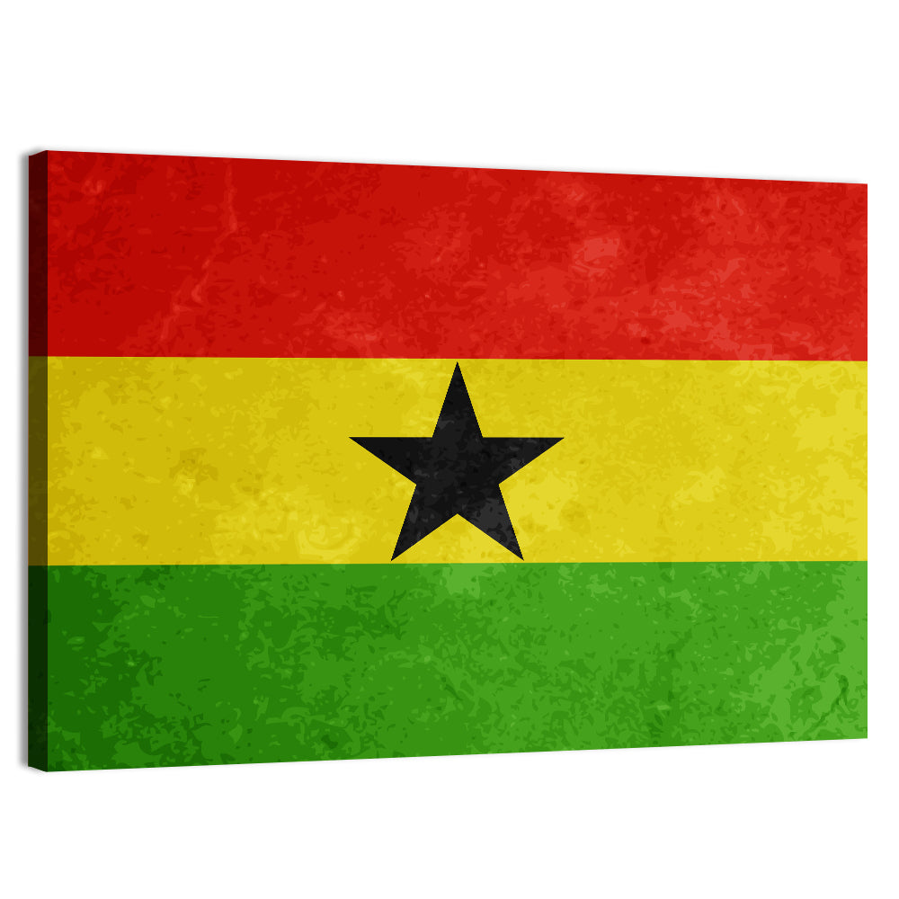 Ghana Flag with Centered Black Star Wall Art, canvas print, landscape