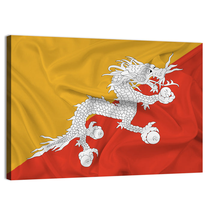 Waving Bhutan Flag Wall Art as a canvas print