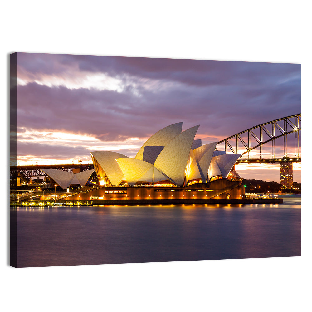 Sydney Opera House at Dusk with Harbour Bridge Wall Art